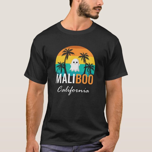 Halloween In August, Maliboo California, Funny Mal T-Shirt (Front)