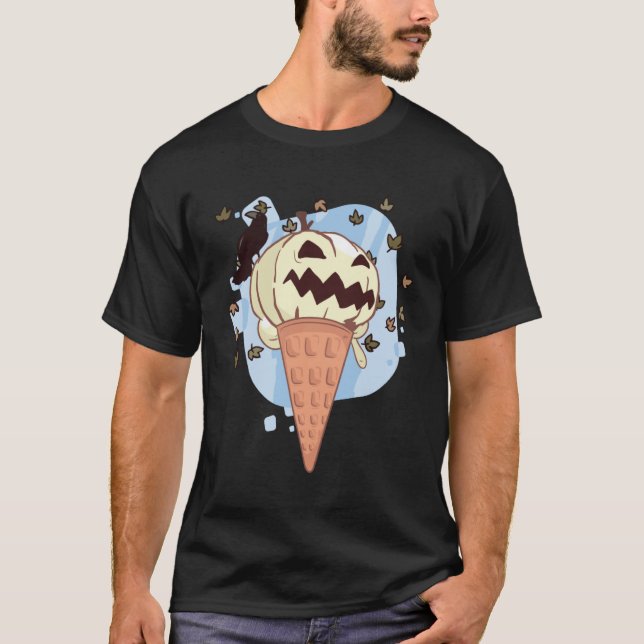 Halloween In August  Spooky Pumpkin Summer Ice Cre T-Shirt (Front)