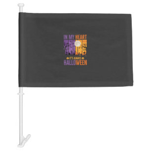 Halloween In My Heart Spooky Cemetery Car Flag
