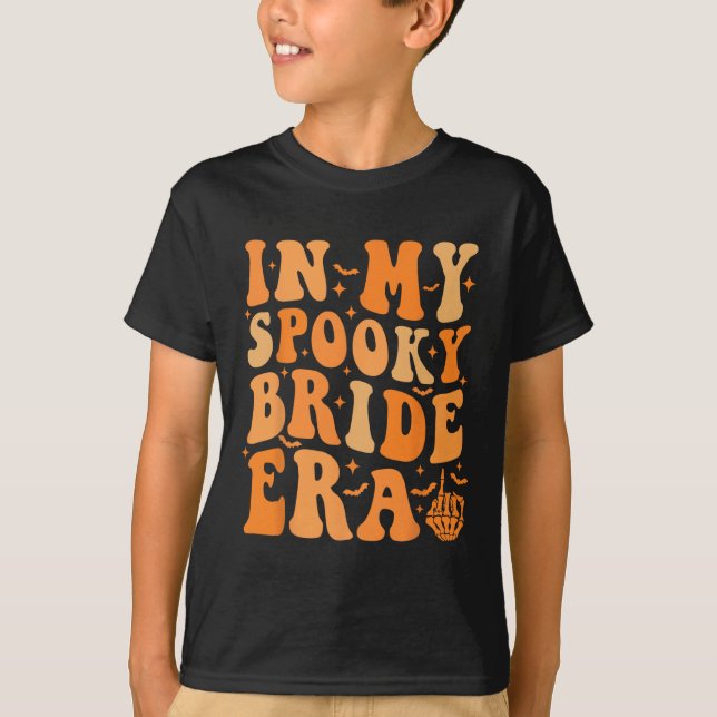 Halloween In My Spooky Bride Era Groovy Wedding Ba T-Shirt (Front)
