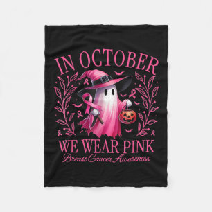 Halloween In October We Wear Pink Breast Cancer Aw Fleece Blanket