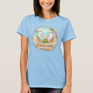Halloween in the Heat – Cute Ghost Cat Summer T-Shirt