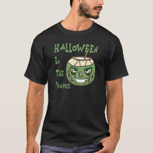 Halloween In The Tropics Coconut Face Jack O Lante T-Shirt