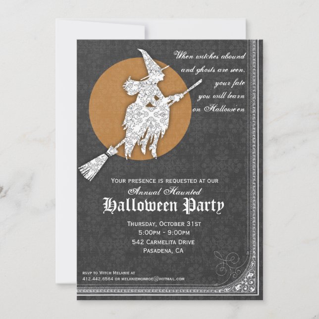 Halloween Invitation Elegant Witches Ball (Front)