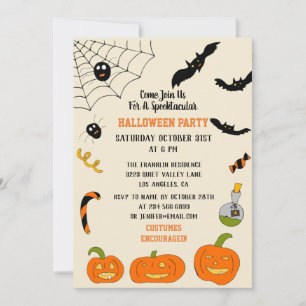 Halloween invitation for kids and adults.