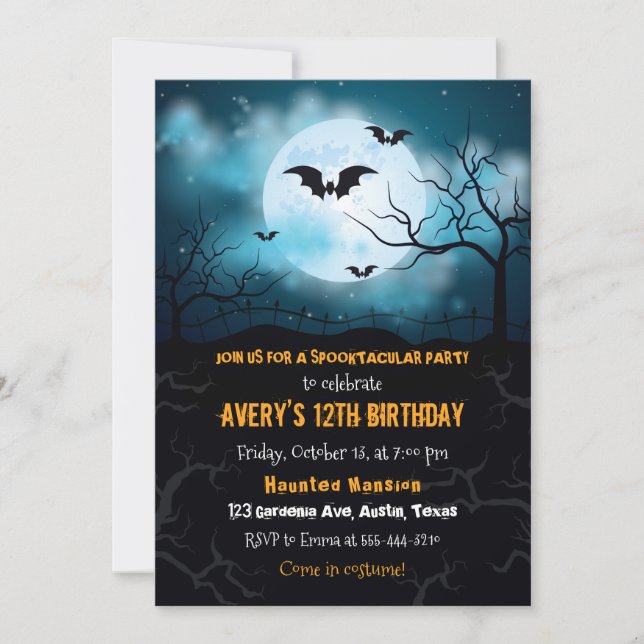 Halloween invitation, Halloween birthday party Invitation (Front)