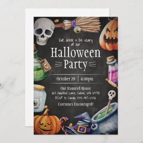 Halloween Invitation Halloween Birthday Party Invitation