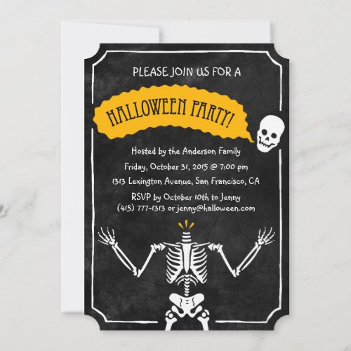 Halloween Invitation Happy Skeleton Invitation