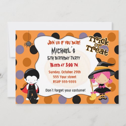 Halloween Birthday Costume Party Invitations