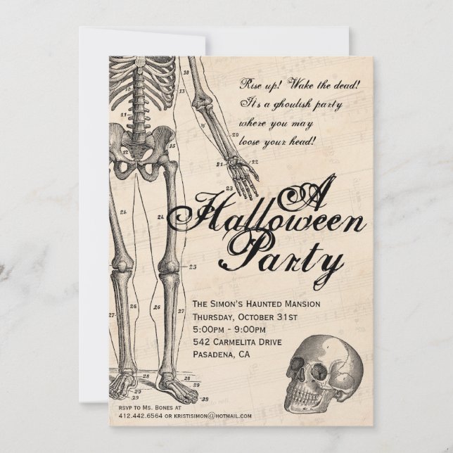 Halloween Invitation Mr. Bones Skeleton Party (Front)