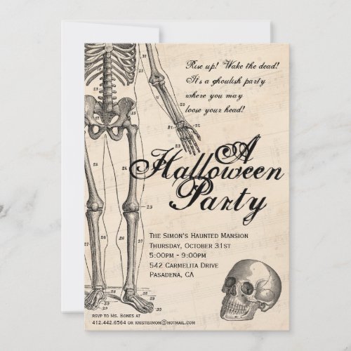 Halloween Invitation Mr. Bones Skeleton Party