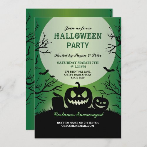 Halloween Invitation Party Pumpkin October Green