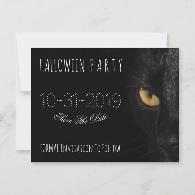 Halloween Invitation Save The Date Scary Cat (Front)