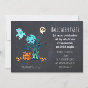 Halloween Invitation- Spooky Scene With Candy Invitation