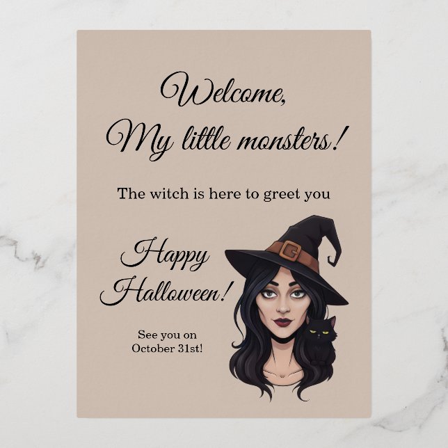 Halloween Invitation | Spooky Witch Greeting Card (Front)