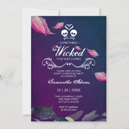 Halloween Invitations Sweet 16 Birthday Party Pink