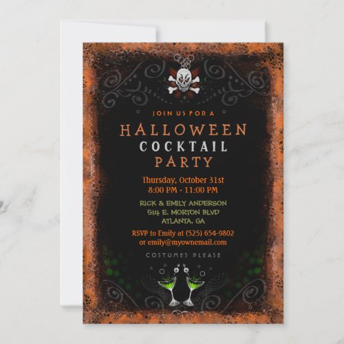 Halloween Invite _ Border with Skull  Cocktails