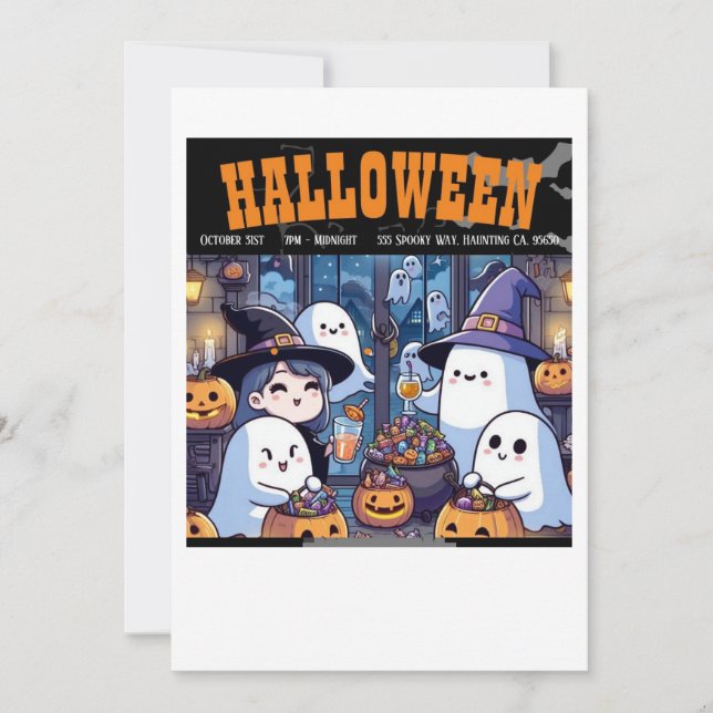 Halloween invite card, Family party style (Front)