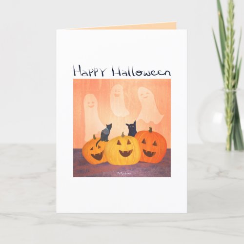 Halloween invitiation or greeting catsghosts holiday card