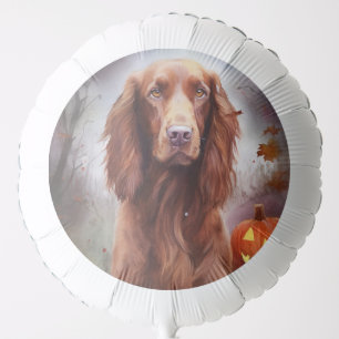 Halloween Irish Red Setter With Pumpkins Scary Balloon