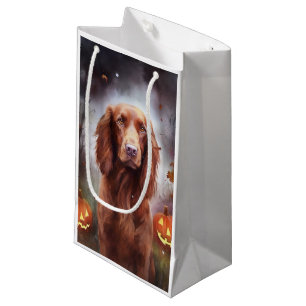 Halloween Irish Red Setter With Pumpkins Scary Small Gift Bag