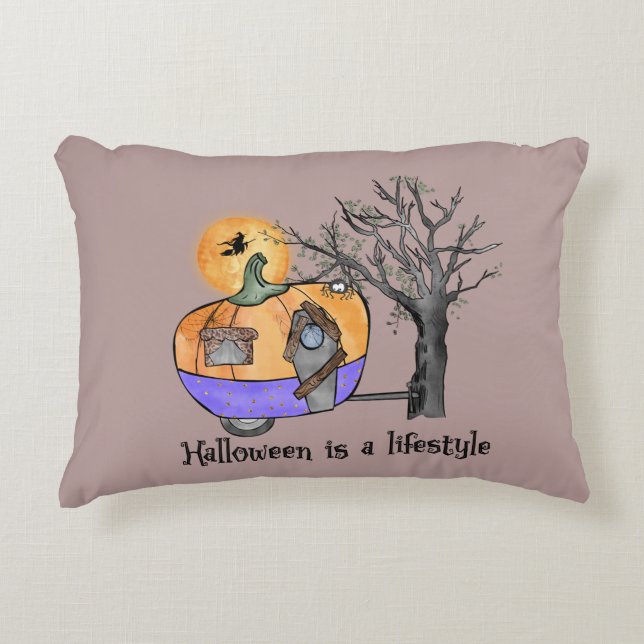 Halloween Is A Lifestyle | Camper | Trailer Accent Pillow (Front)