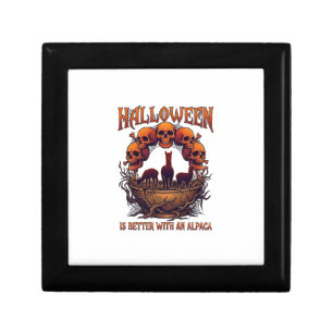 Halloween Is Better Alpaca Orange Skulls Spider We Gift Box