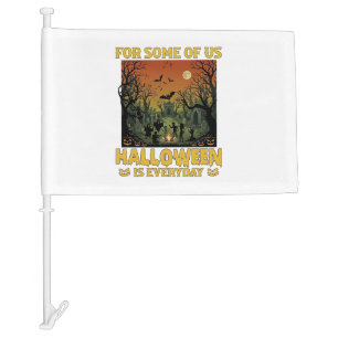 Halloween Is Everyday Graveyard Zombies Bonfire Pu Car Flag
