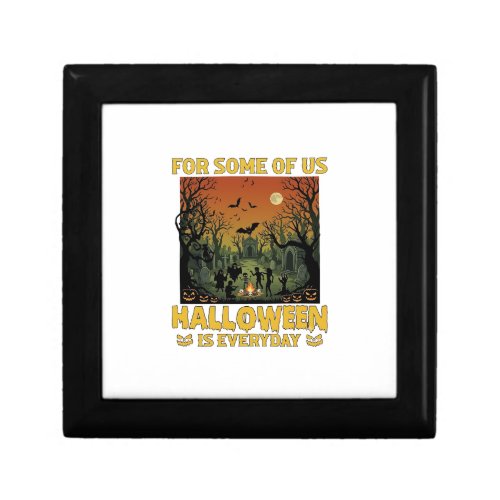 Halloween Is Everyday Graveyard Zombies Bonfire Pu Gift Box
