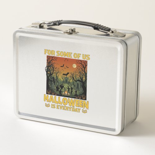 Halloween Is Everyday Graveyard Zombies Bonfire Pu Metal Lunch Box