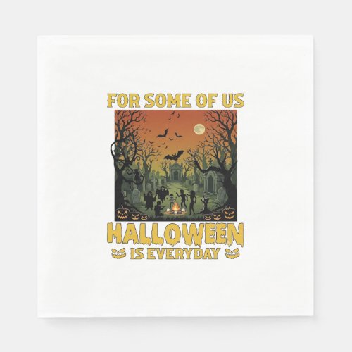 Halloween Is Everyday Graveyard Zombies Bonfire Pu Napkins