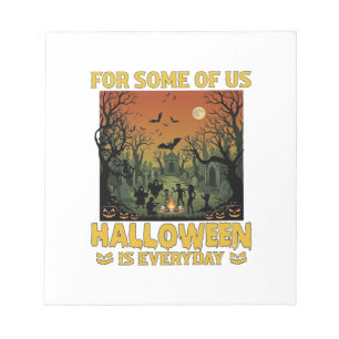 Halloween Is Everyday Graveyard Zombies Bonfire Pu Notepad