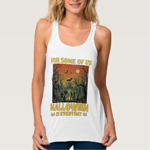Halloween Is Everyday Graveyard Zombies Bonfire Pu Tank Top