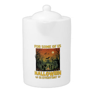 Halloween Is Everyday Graveyard Zombies Bonfire Pu Teapot