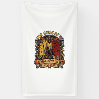 Halloween Is Everyday Haunted House Bats Pumpkins_ Banner