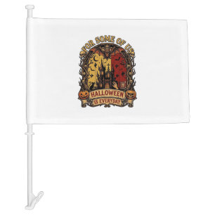 Halloween Is Everyday Haunted House Bats Pumpkins_ Car Flag