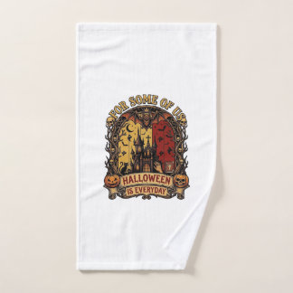 Halloween Is Everyday Haunted House Bats Pumpkins_ Hand Towel