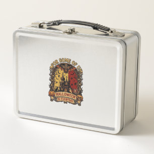 Halloween Is Everyday Haunted House Bats Pumpkins_ Metal Lunch Box