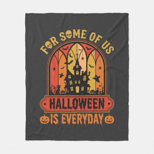 Halloween Is Everyday Haunted House Retro Fleece Blanket