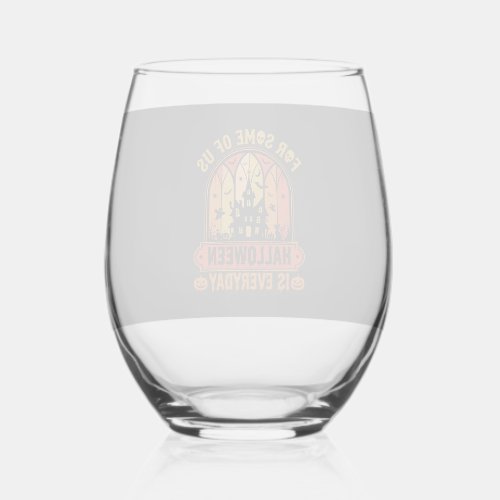 Halloween Is Everyday Haunted House Retro Stemless Wine Glass
