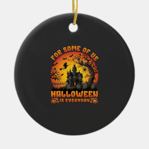 Halloween Is Everyday Haunted House Witch Moon_1 Ceramic Ornament