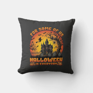 Halloween Is Everyday Haunted House Witch Moon_1 Throw Pillow