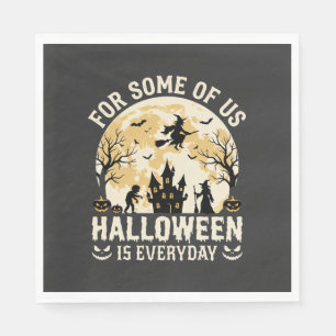 Halloween Is Everyday Haunted Moon Witch Silhouett Napkins