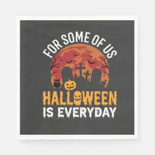 Halloween Is Everyday Spooky Graveyard Moon Napkins