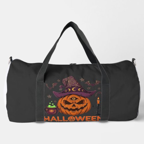 Halloween Is Here Pumpkin Witch Hat Magic Cauldron Duffle Bag