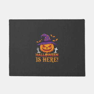Halloween Is Here Witch Pumpkin Vector Doormat