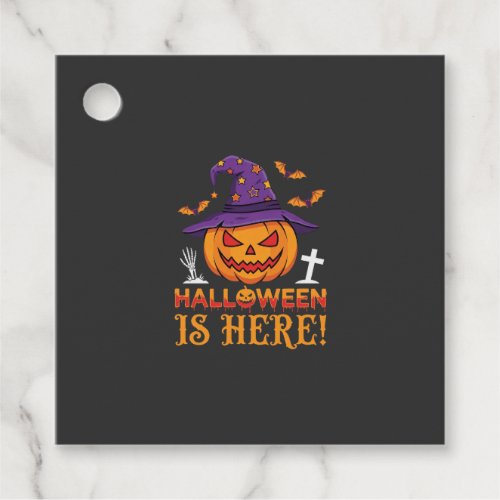 Halloween Is Here Witch Pumpkin Vector Favor Tags