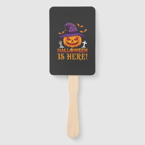 Halloween Is Here Witch Pumpkin Vector Hand Fan