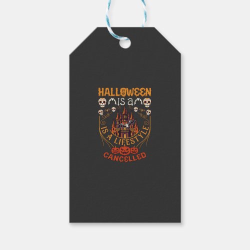 Halloween Is Lifestyle Cancelled Castle Skulls Pum Gift Tags