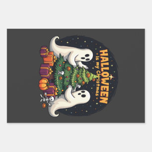 Halloween is my Christmas Funny Ghost Xmas Santa Wrapping Paper Sheets